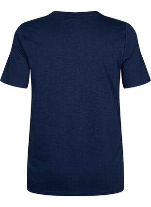 Short sleeve basic t-shirt with v-neck, Navy Blazer, Packshot image number 1
