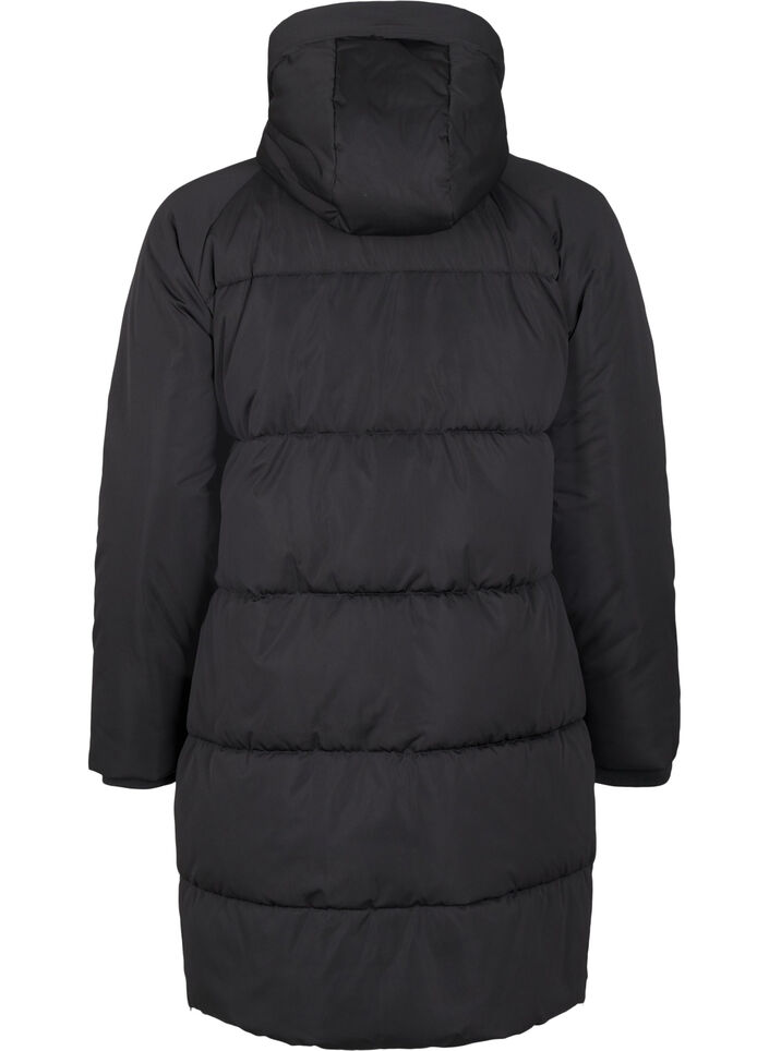 Puffer coat with hood, Black, Packshot image number 1