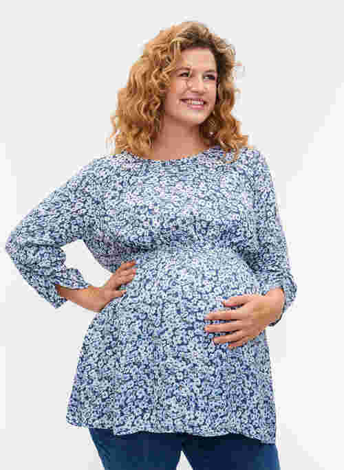 Maternity blouse in viscose and floral print