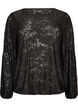 Sheer blouse with floral texture and long sleeves, Black, Packshot image number 0