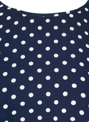 Blouse with short sleeves and a round neckline, Navy Bla w White Dot, Packshot image number 2