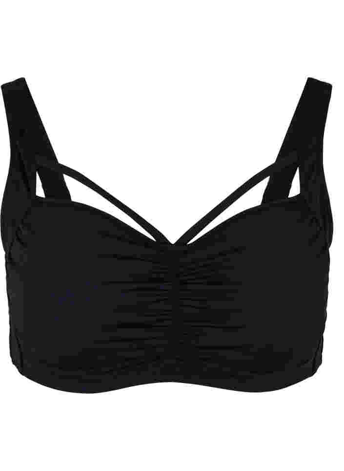 Bikini top with ruching and string, Black, Packshot image number 0