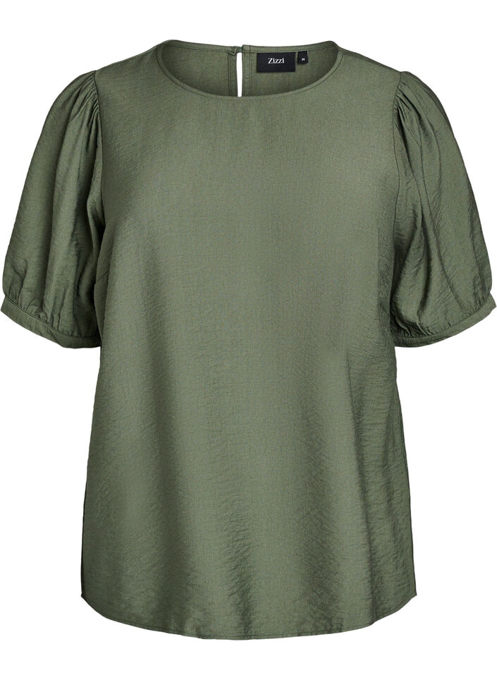 Viscose blouse with 1/2 sleeves, Green, Packshot image number 0