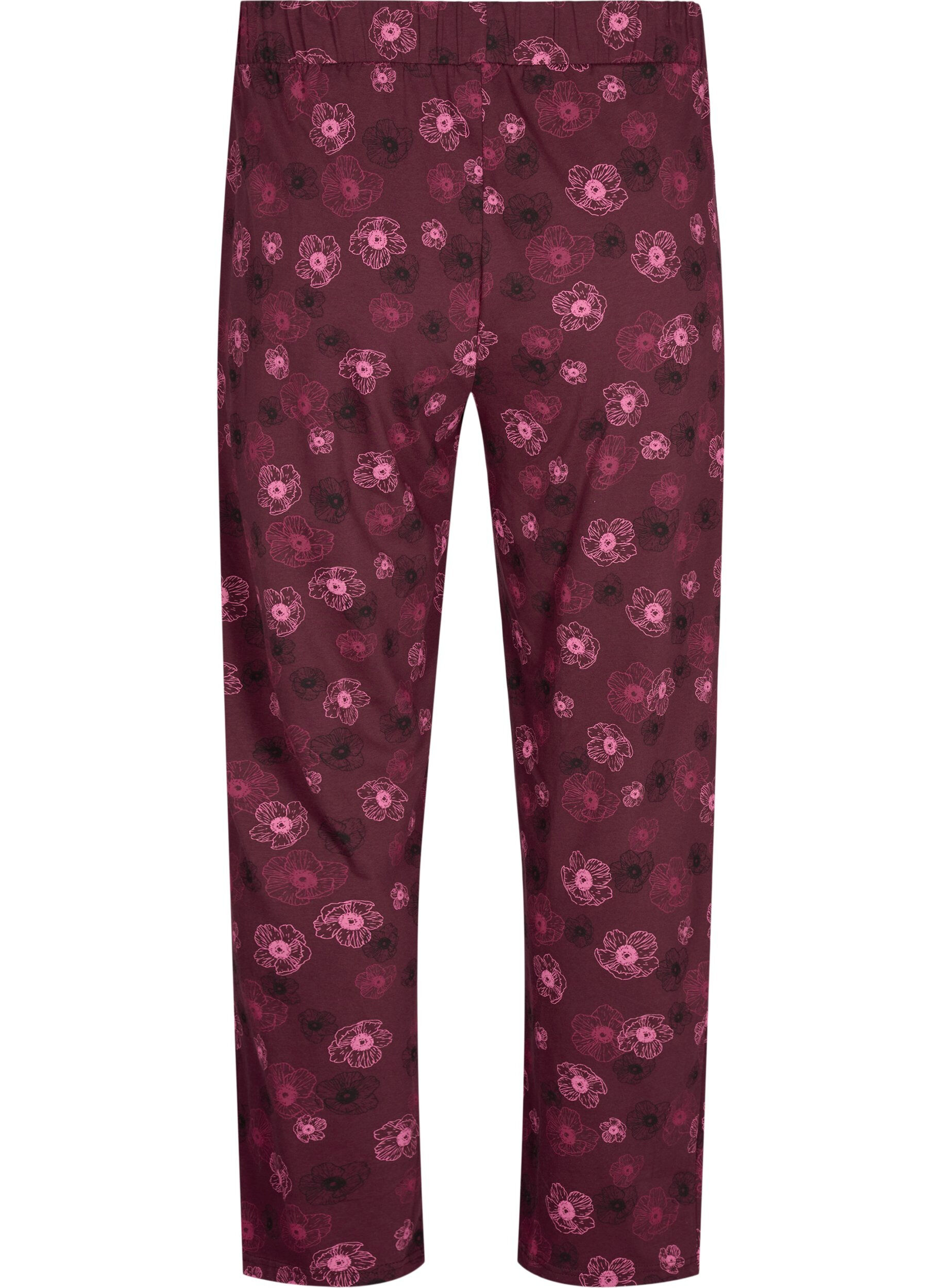 Zizzifashion Cotton pyjamas pants with print, Dark Bordeaux, Packshot image number 1