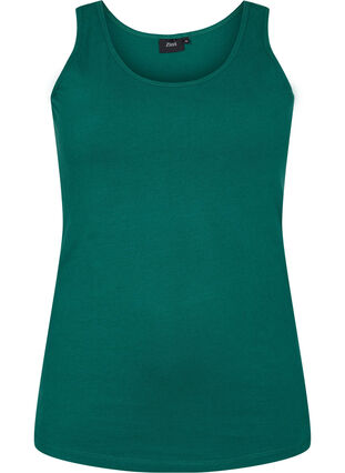 Solid color basic top in cotton, Evergreen, Packshot image number 0