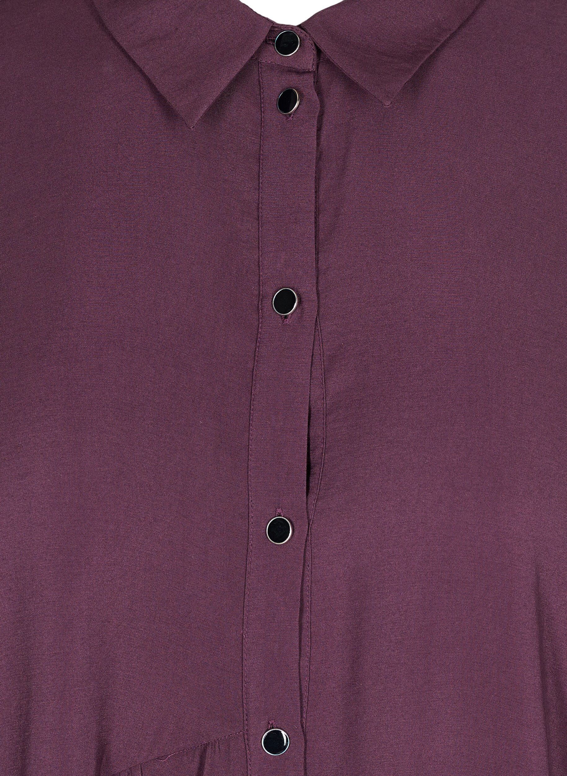 Zizzifashion Solid-coloured, A-line shirt dress, Plum Perfect, Packshot image number 2