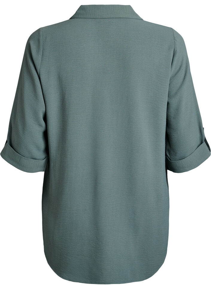 FLASH - Shirt with chest pockets and 3/4 sleeves, Green, Packshot image number 1
