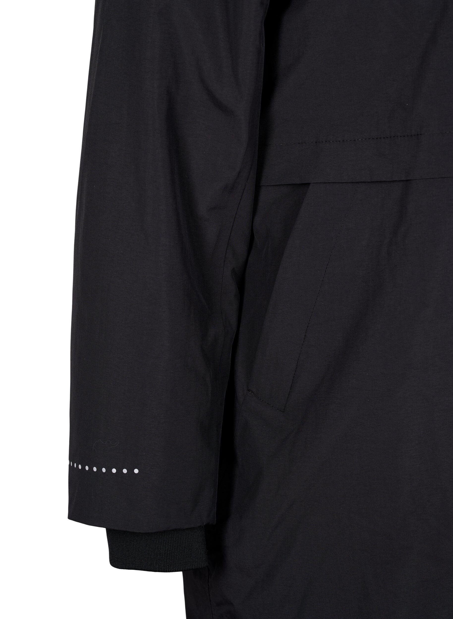 Zizzifashion Functional parka coat with reflective detailing, Black, Packshot image number 3