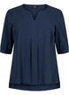 FLASH - Cotton blouse with half-length sleeves, Navy Blazer, Packshot image number 0