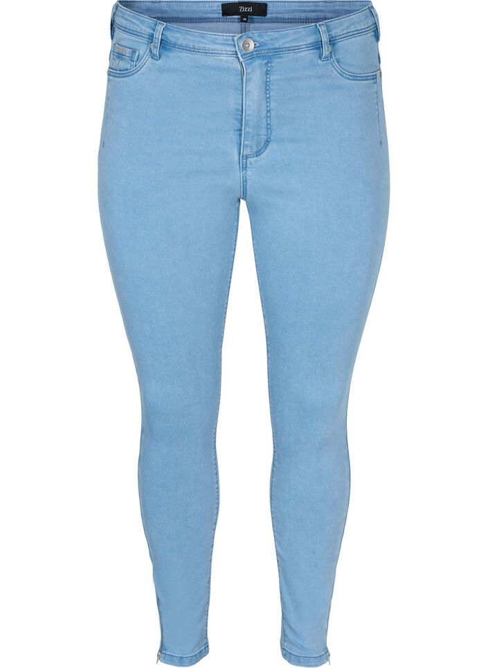 Cropped Amy jeans with a zip, Light blue denim, Packshot image number 0