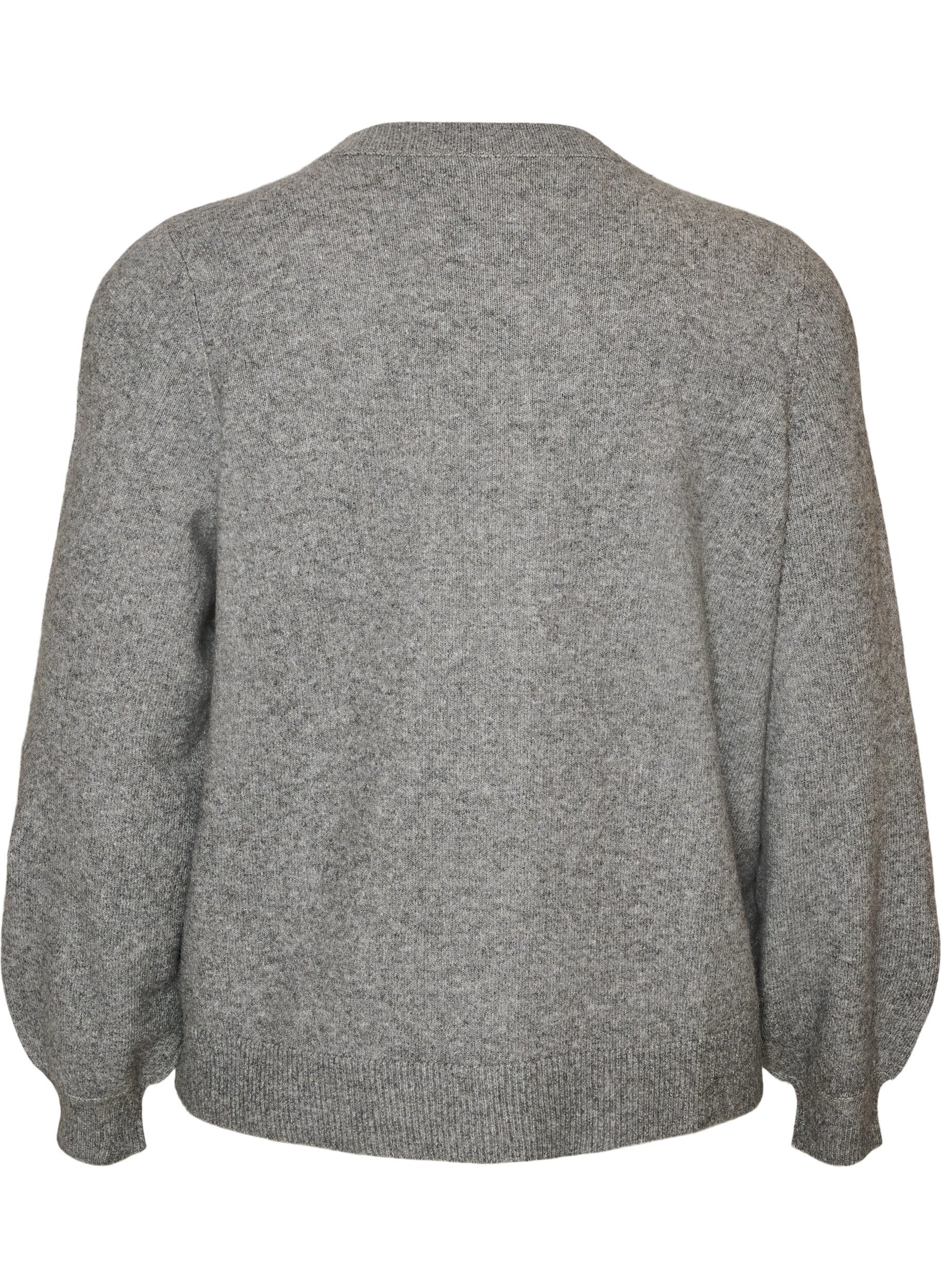 ZizzifashionCardigan in soft knit with gold-coloured buttons, Grey, Packshot image number 1