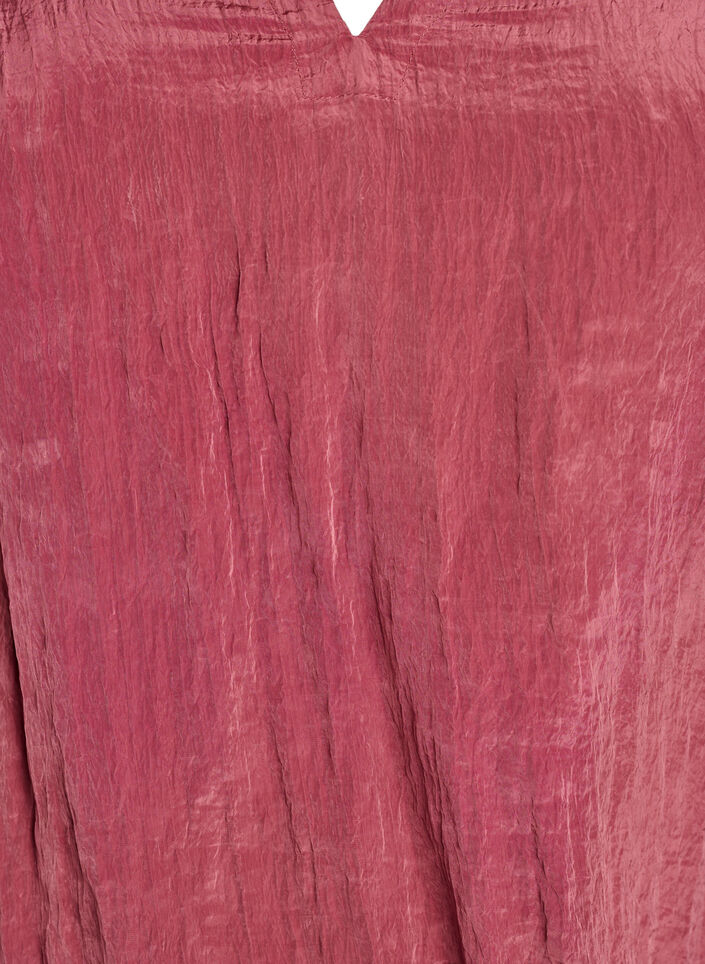 Blouse with V-neck and crinkled texture, Rose, Packshot image number 2
