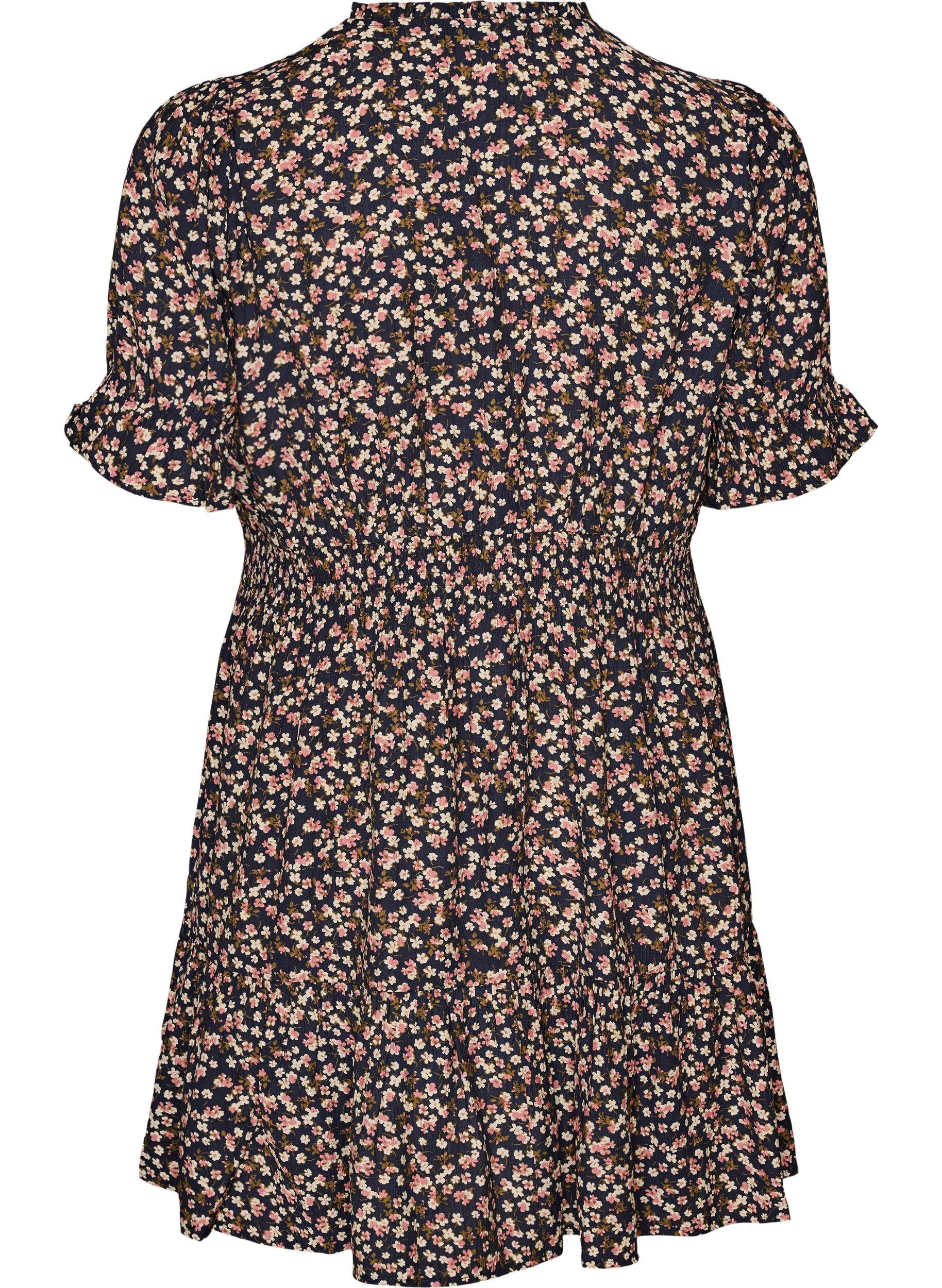 ZizzifashionShort viscose dress with ruffle details, Blue, Packshot image number 1