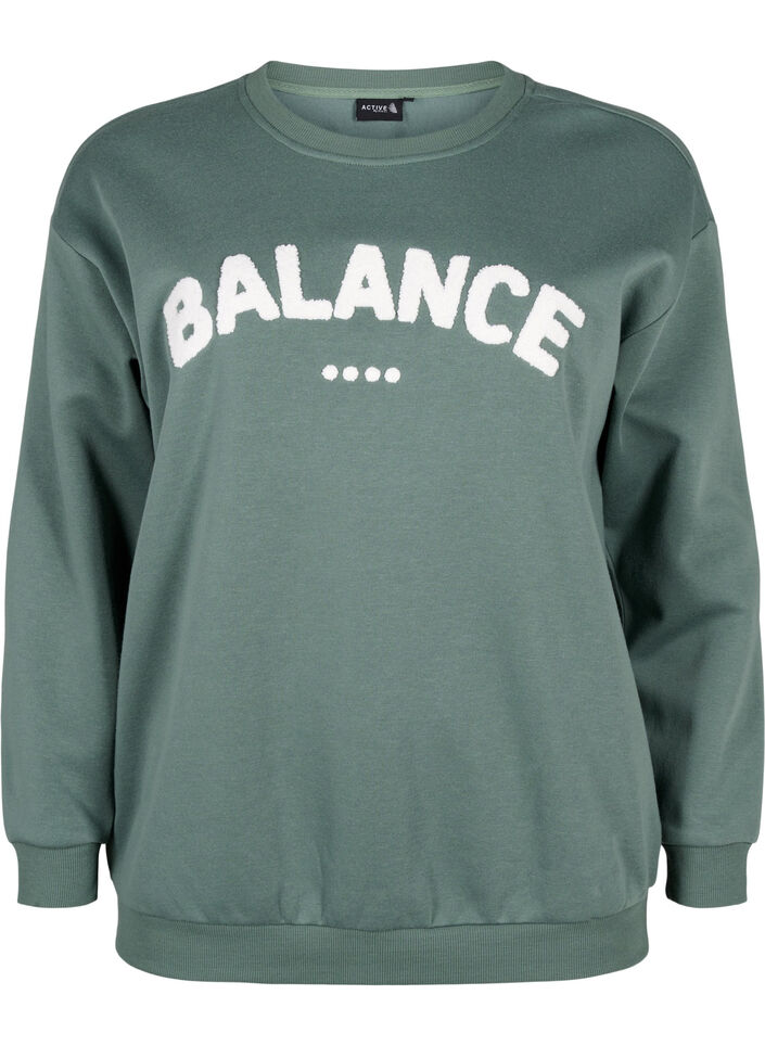 Sweatshirt with terry text, Green, Packshot image number 0
