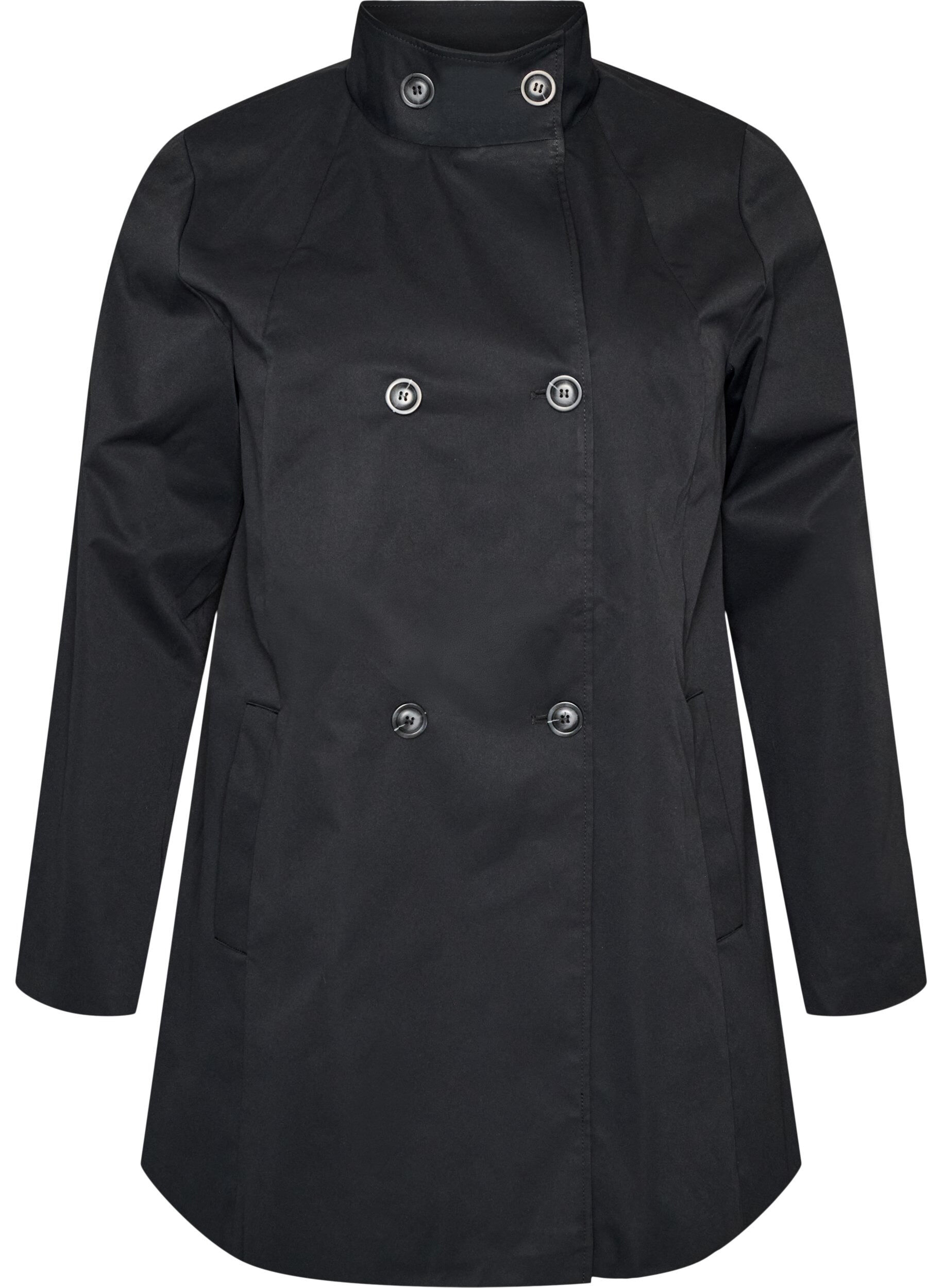 ZizzifashionWater-repellent spring jacket with an A-line cut, Black, Packshot image number 0