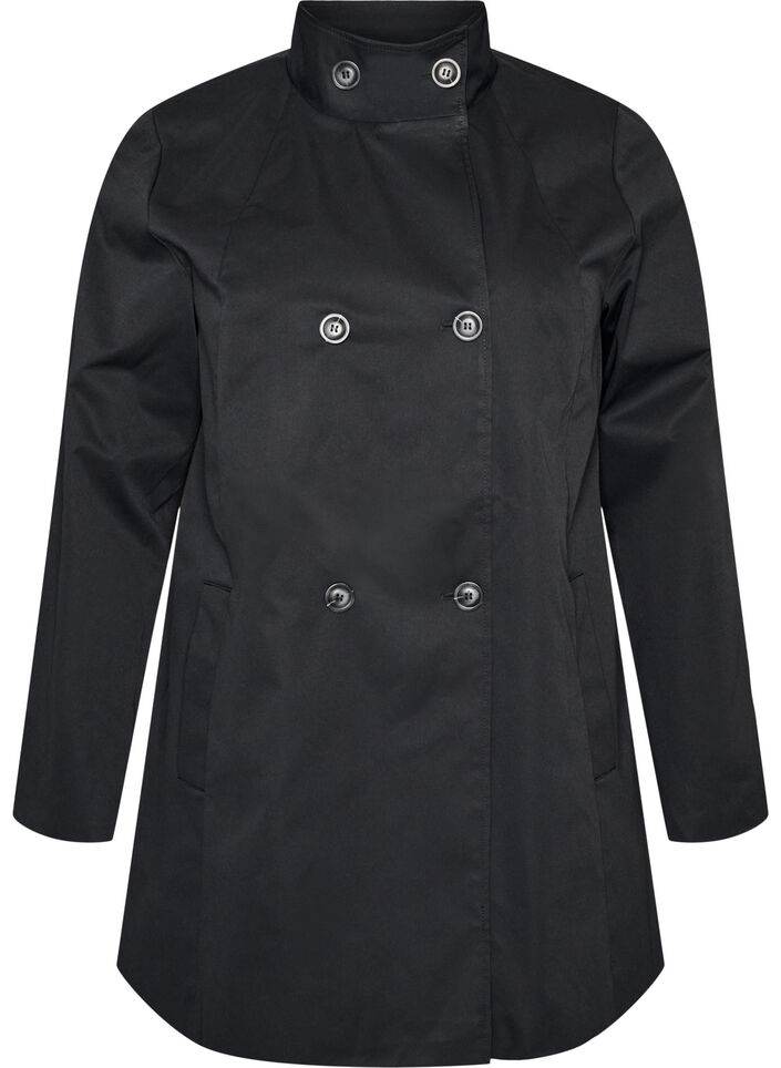 Water-repellent spring jacket with an A-line cut, Black, Packshot image number 0