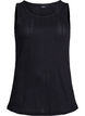 Night top in organic cotton with a textured pattern, Black, Packshot image number 0