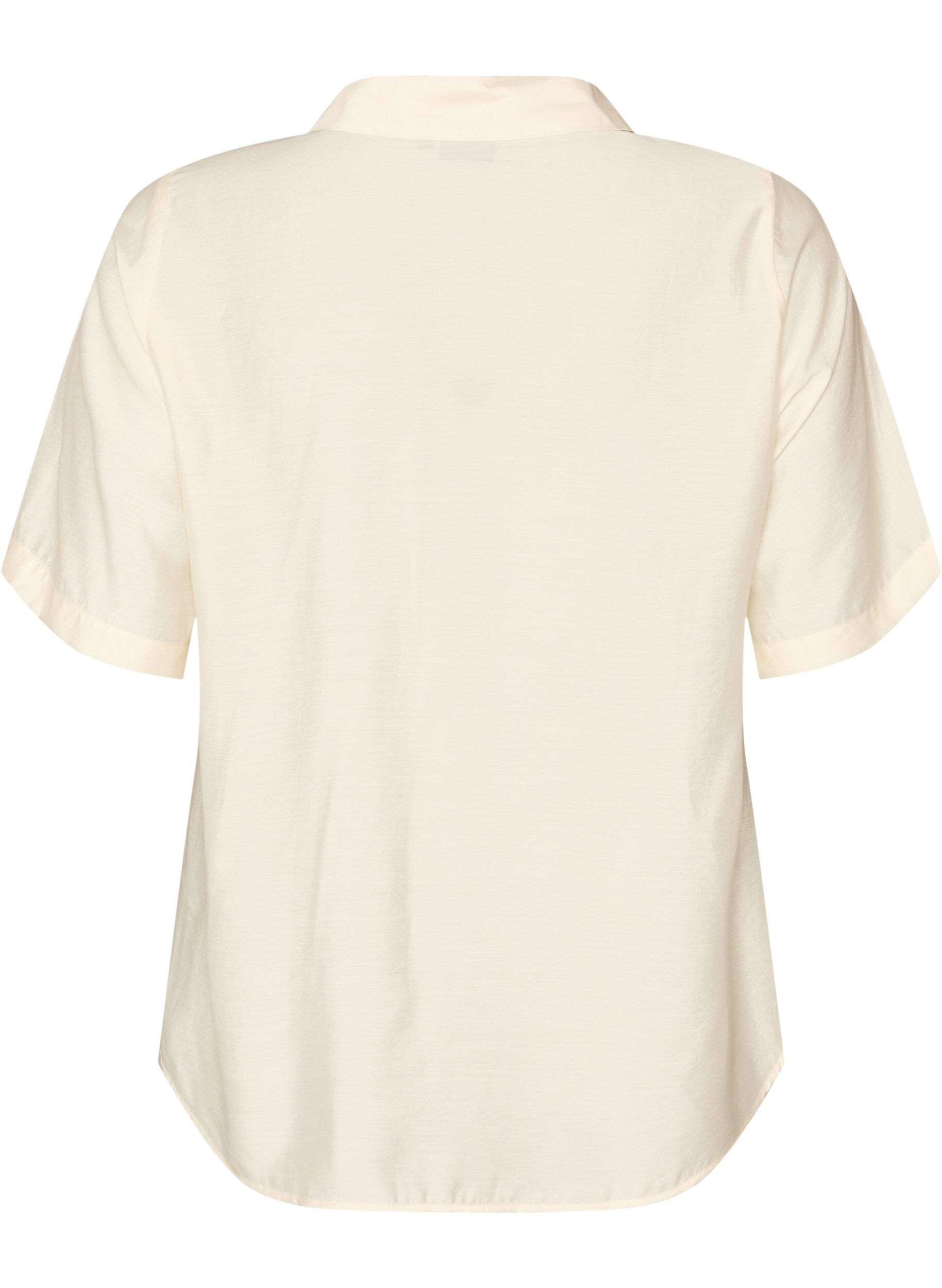 ZizzifashionShirt blouse with elbow-length sleeves and floral details, Beige, Packshot image number 1