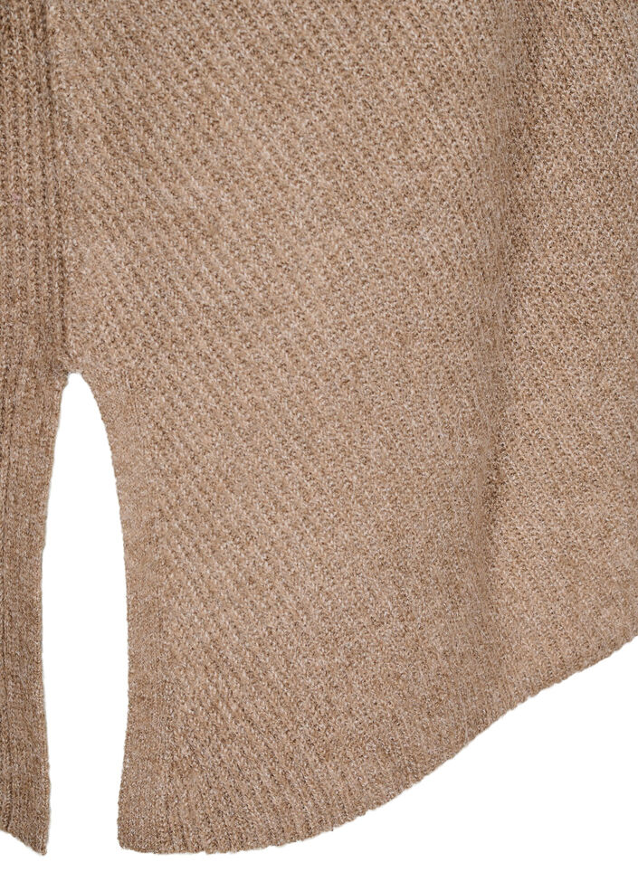 Knitted blouse with round neck, Fossil Mel., Packshot image number 3