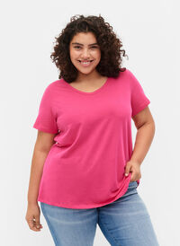 Basic plain cotton t-shirt, Beetroot Purple, Model