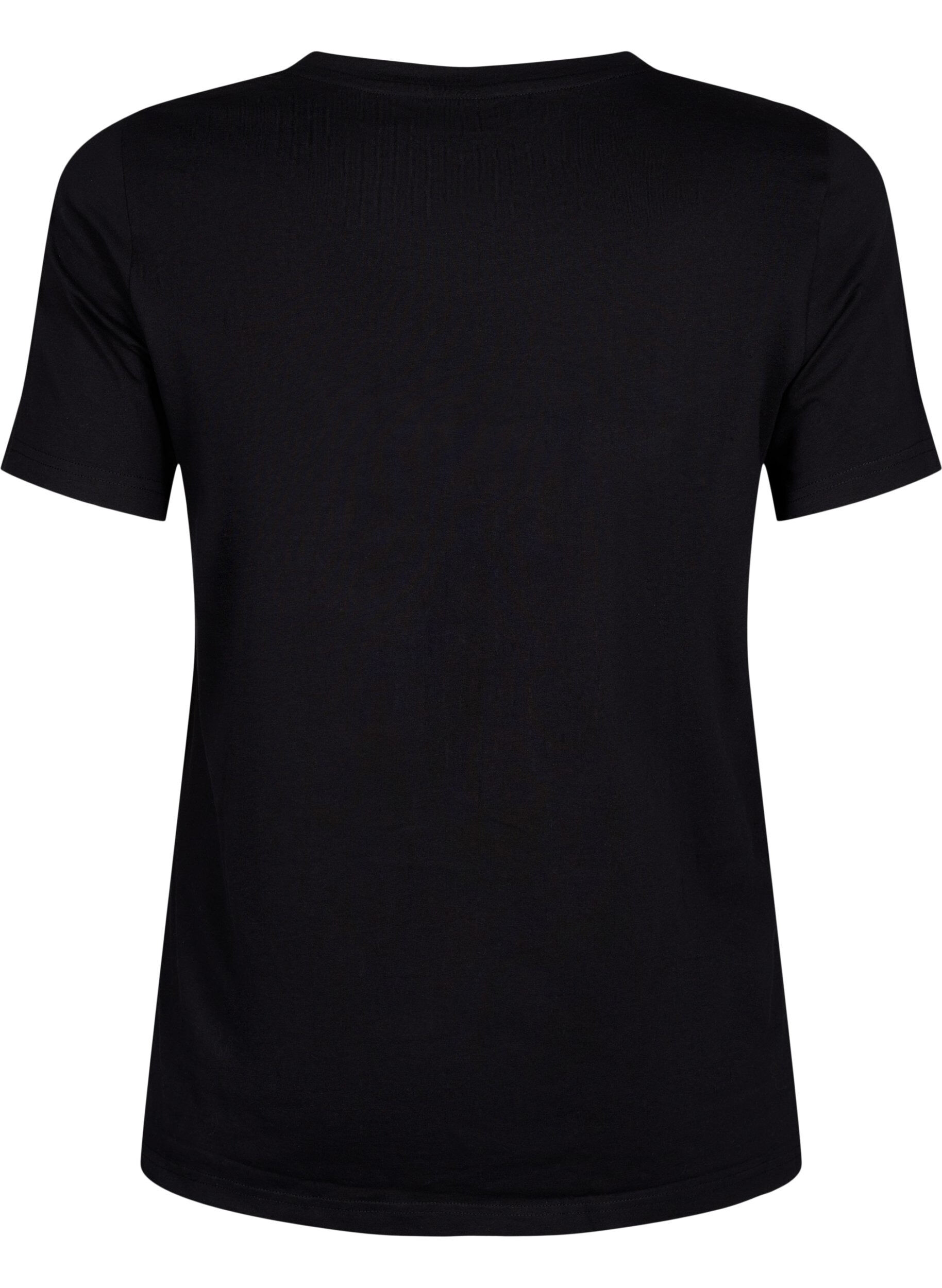 Zizzifashion T-shirt in organic cotton with studs , Black W. TR&Eacute;S, Packshot image number 1