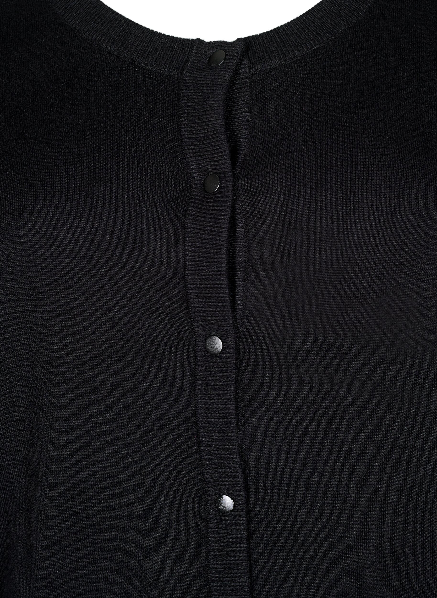 Zizzifashion Knitted cardigan with buttons in viscose mix, Black, Packshot image number 2