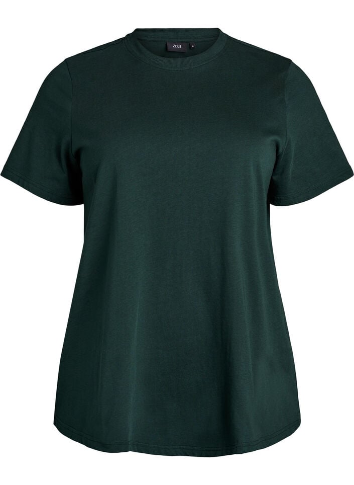 Basic cotton T-shirt with round neck, Green, Packshot image number 0