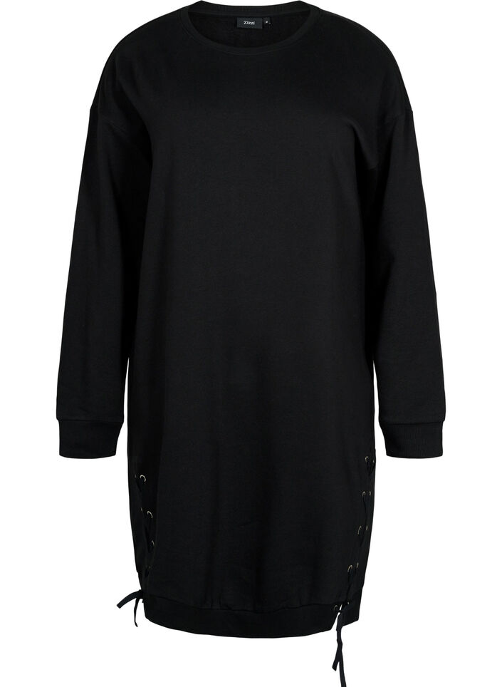 Sweater tunic with drawstring details, Black, Packshot image number 0