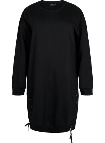Sweater tunic with drawstring details, Black, Packshot image number 0