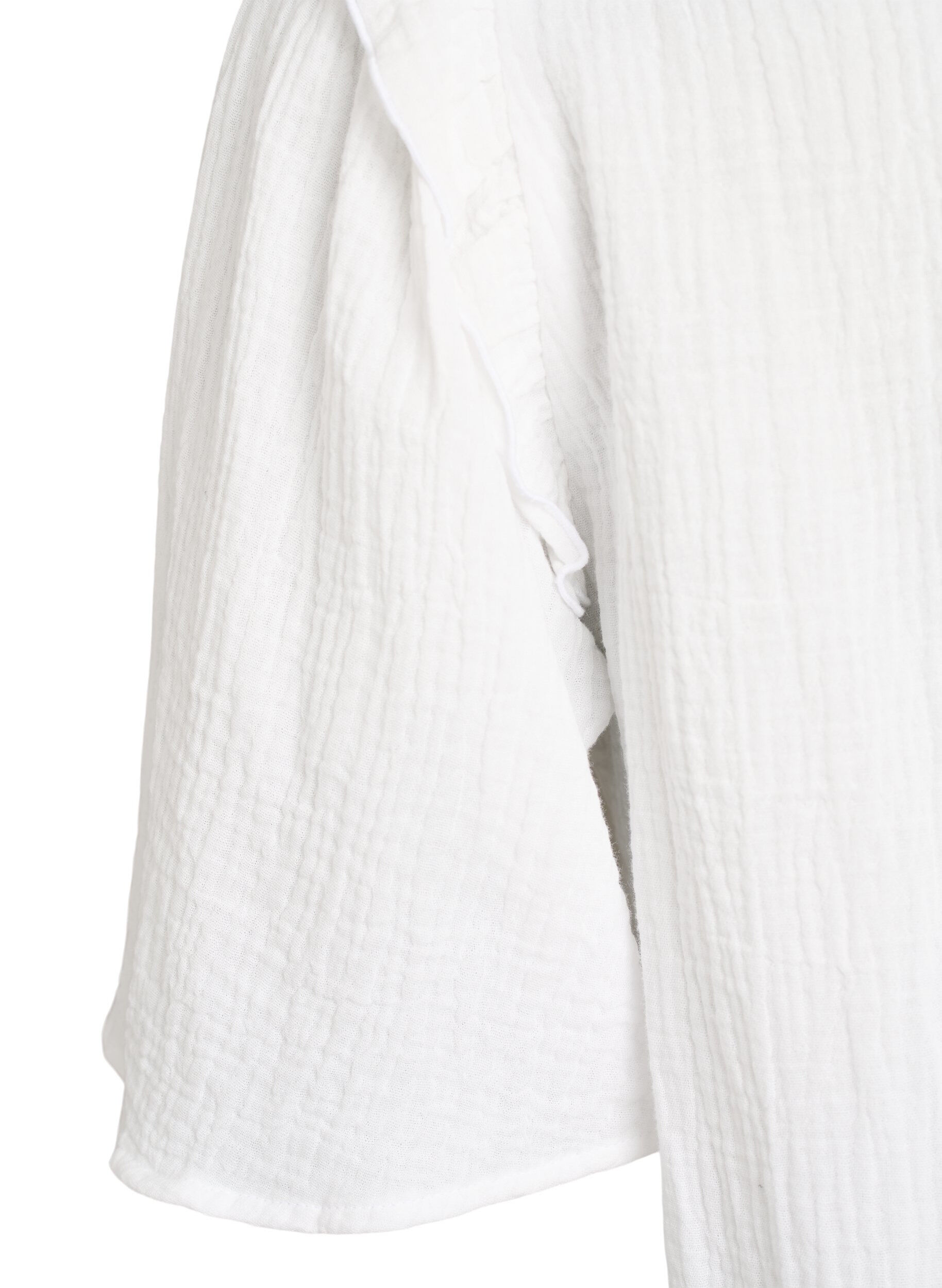 ZizzifashionBlouse in cotton muslin with broderie anglaise and 1/2 sleeves, White, Packshot image number 3