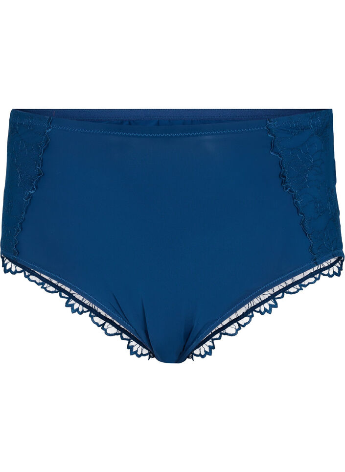 Hipster panties with lace and regular waist, Blue Opal, Packshot image number 0