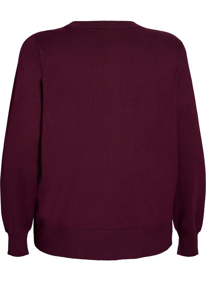 Knitted cardigan with round neck and buttons, Red, Packshot image number 1