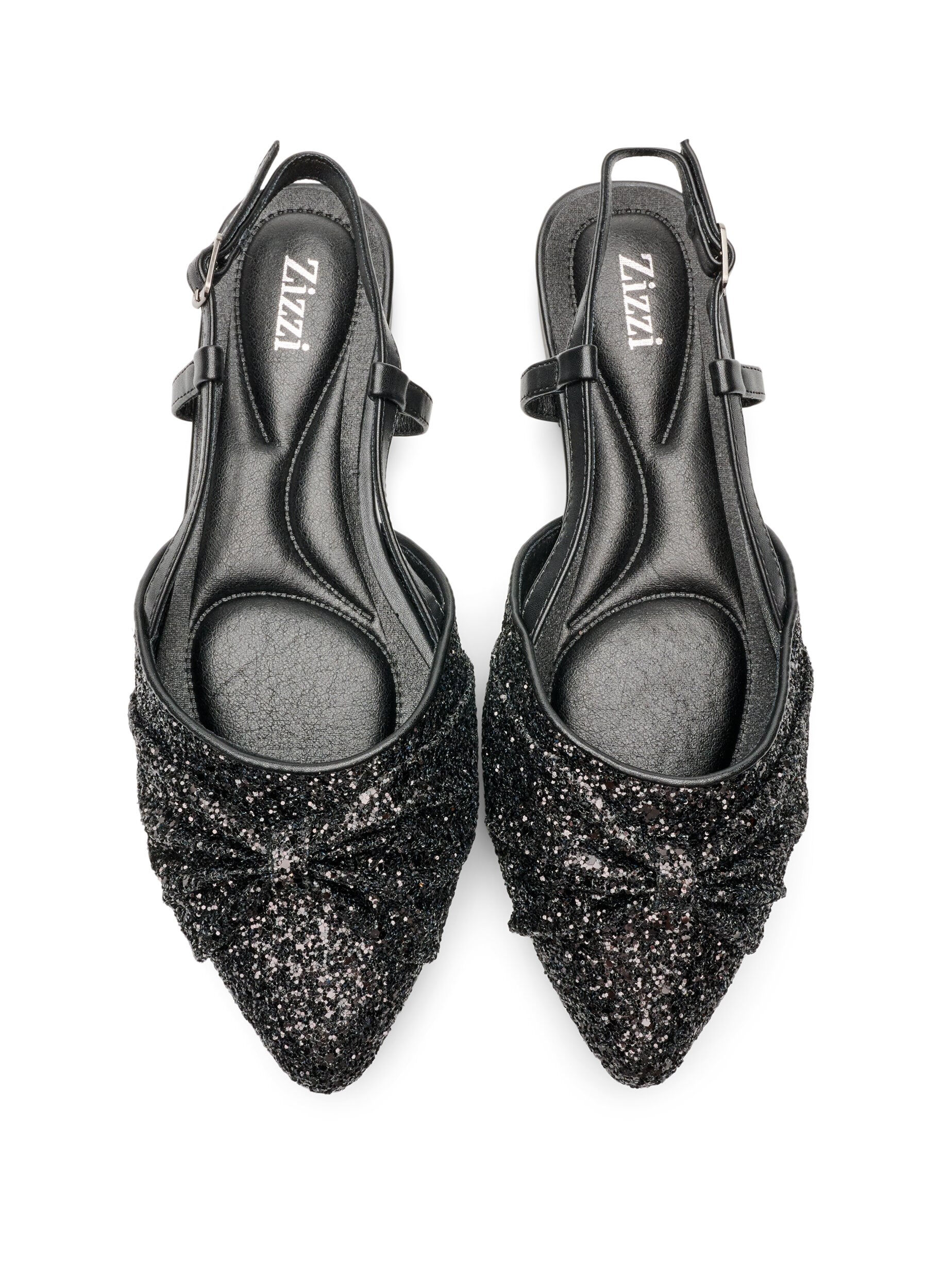 ZizzifashionSparkly slingback with bow detail, Black, Packshot image number 2