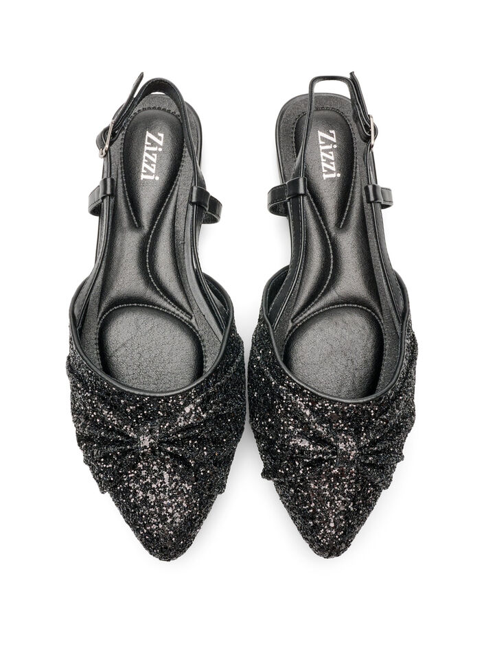 Sparkly slingback with bow detail, Black, Packshot image number 2