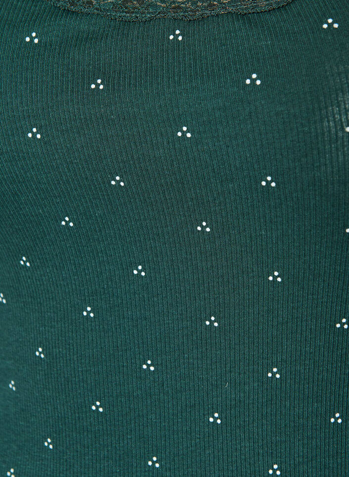 Top with print and lace edge, Green, Packshot image number 2