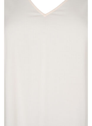 Short-sleeved floral print viscose dress, Off White Flower, Packshot image number 2