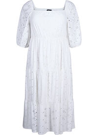 Maxi dress with lace pattern and a square neckline