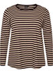 Striped blouse with long sleeves, Brown, Packshot image number 0