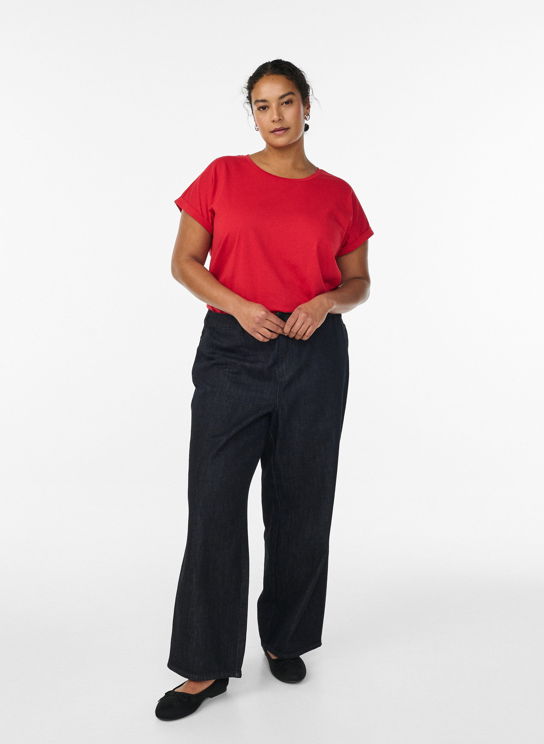 Zizzifashion Short-sleeved cotton blend t-shirt, Red, Model image number 1