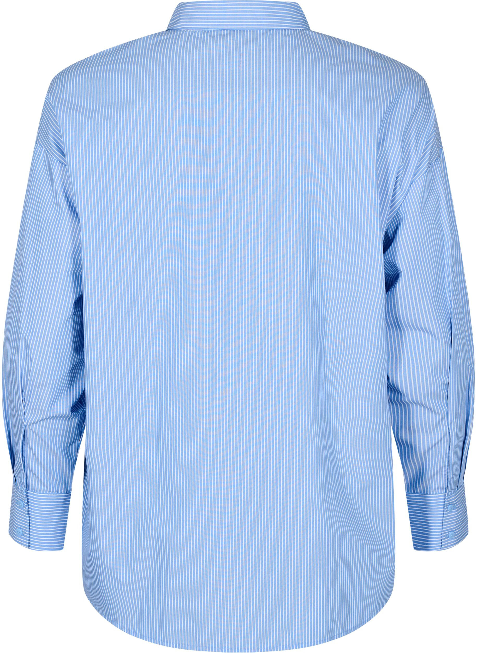 Zizzifashion Loose long-sleeved shirt with stripes, Light Blue, Packshot image number 1