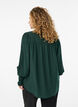Blouse with ruffle collar and ruching, Green, Model image number 2