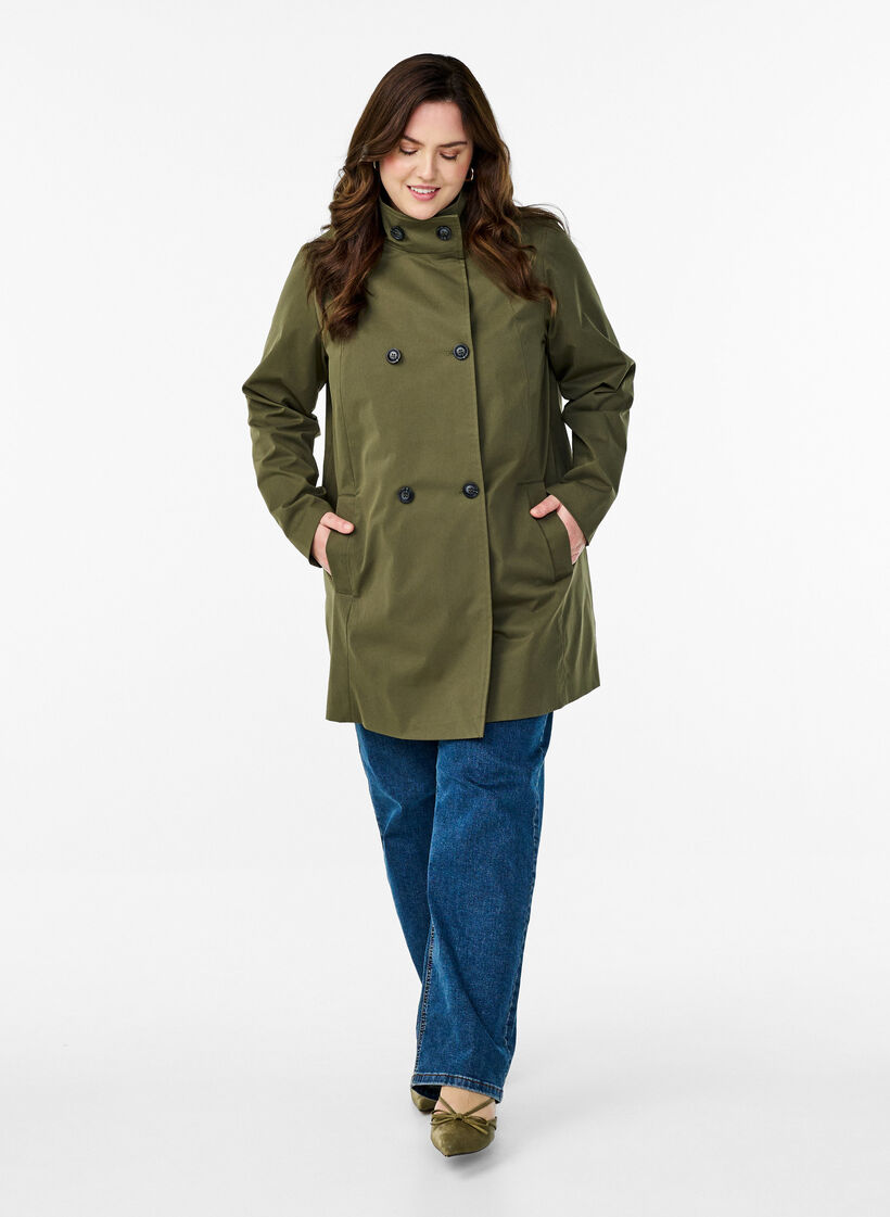 Water-repellent A-line spring jacket, Green, Model image number 1