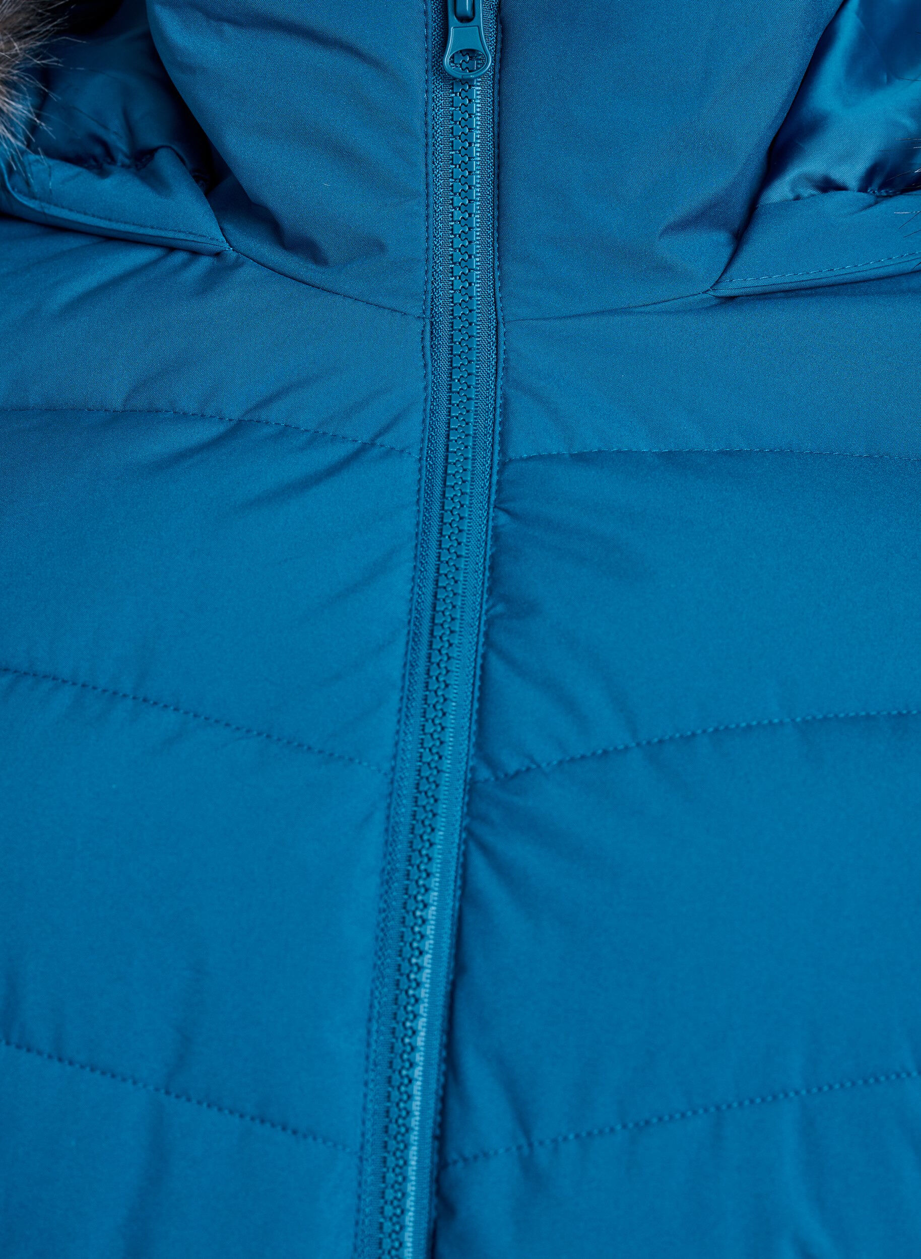Zizzifashion Short puffer jacket with hood, Petrol, Packshot image number 2