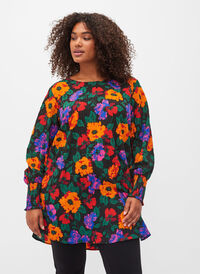 Floral tunic with smock, Multi Flower AOP, Model