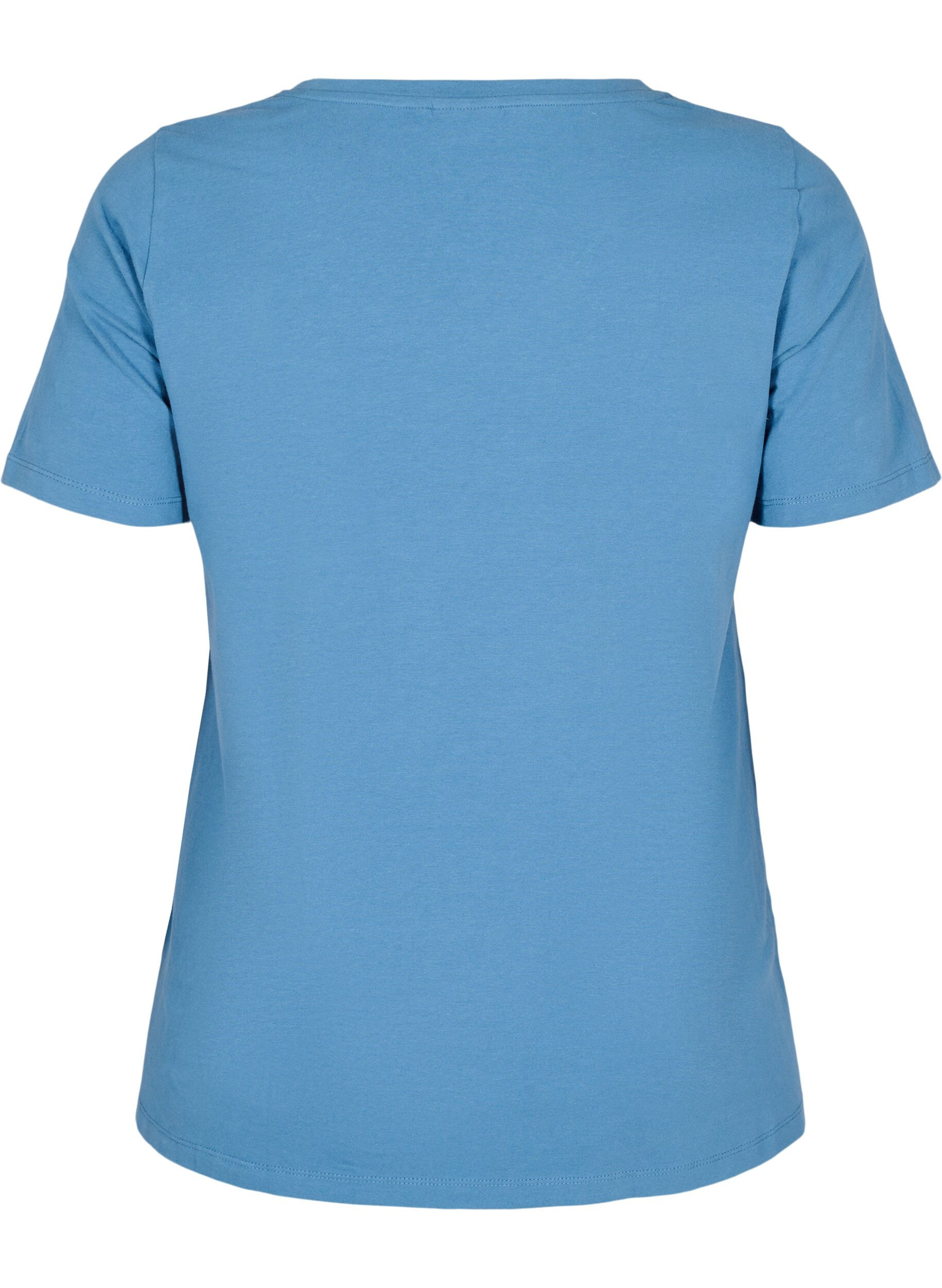 ZizzifashionBasic plain cotton t-shirt, Blue, Packshot image number 1