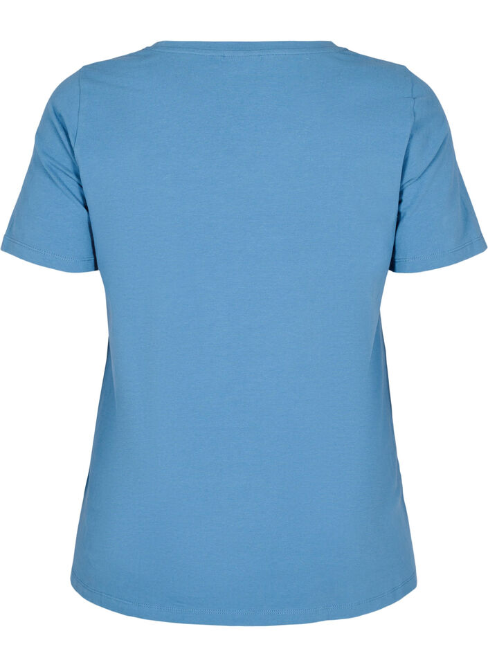 Basic plain cotton t-shirt, Blue, Packshot image number 1