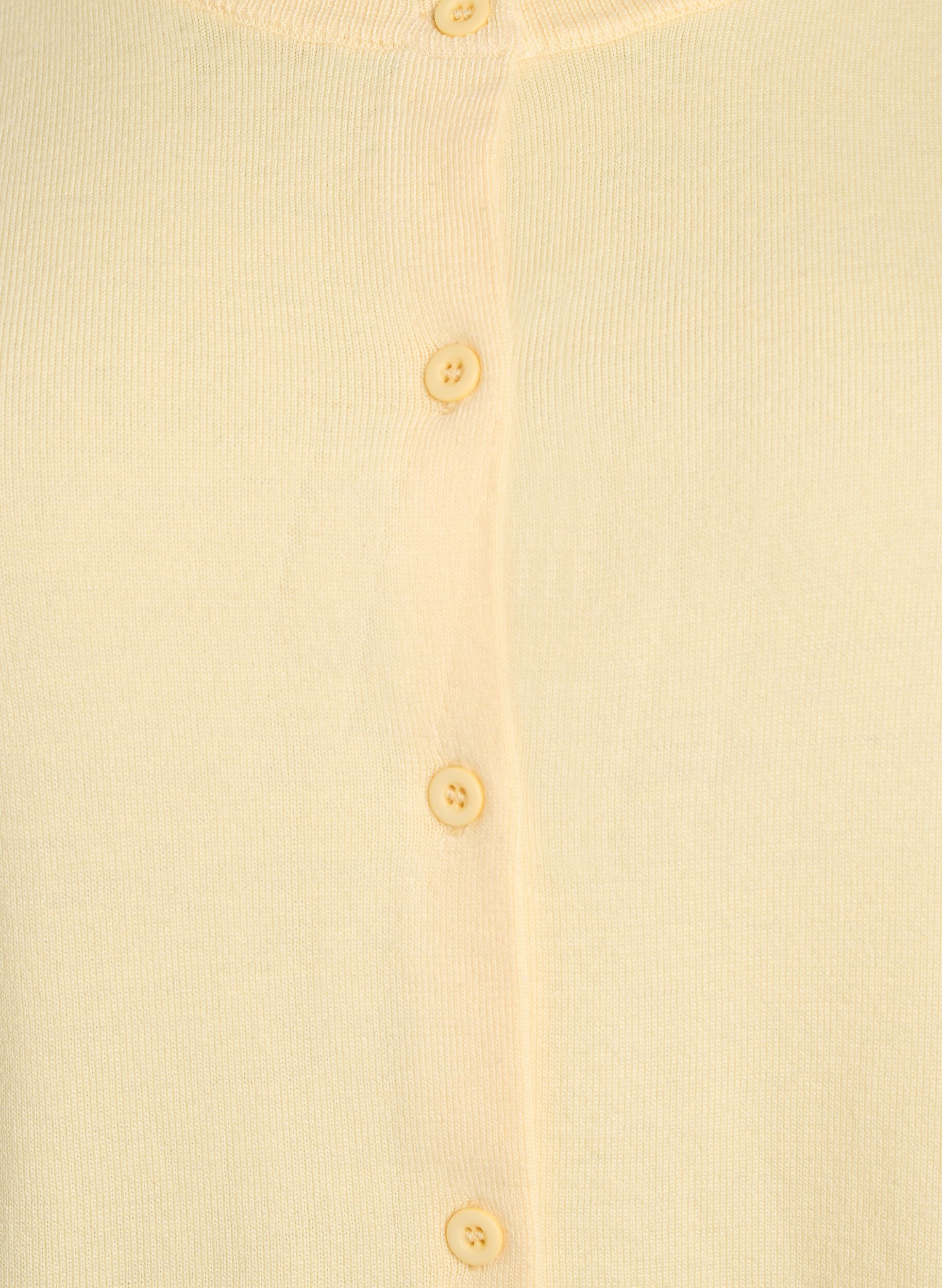 Zizzifashion Fine-knit cardigan with round neck, Yellow, Packshot image number 2