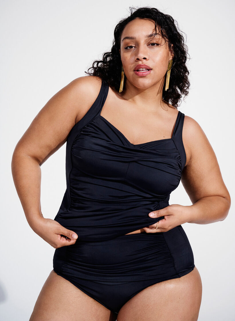 Tankini with draping, Black, Image image number 0