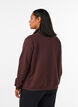 Sweat cardigan with high collar and zip, Brown, Model image number 2