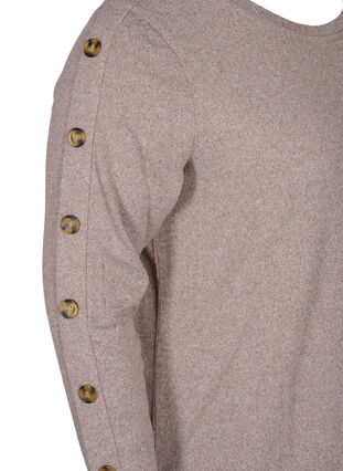 Long-sleeved blouse with button details, Rocky Road Melange, Packshot image number 3